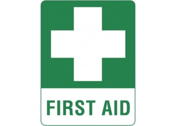 ADHESIVE SIGN FIRST AID - 120 X 140MM 4PK