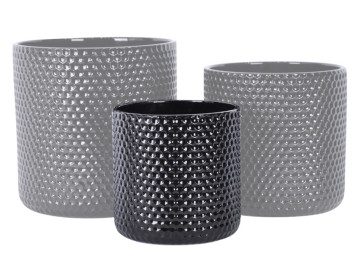 13X13CM LINCOLN CYLINDER POT - BLACK