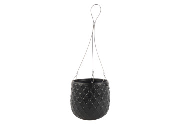 17.5X16CM FLEUR HANGING POT - BLACK