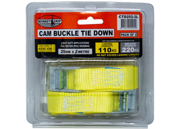 CAM BUCKLE TIE DOWN STRAP - 25MM X 2MTR