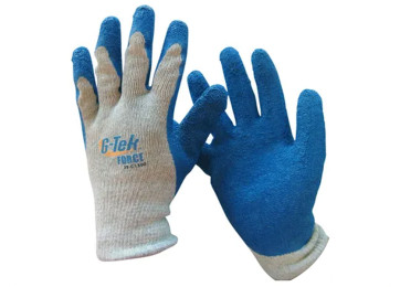 G-TEK RUBBER DIP COTTON BACK GLOVES - SIZE 10