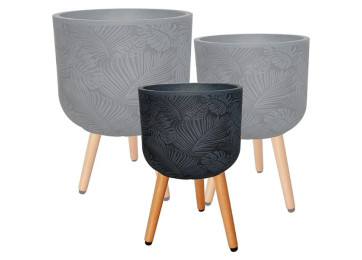  18CM MONSTERA POT & STAND - BLACK