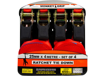 450KG RATCHET TIE DOWN SET - 4PC