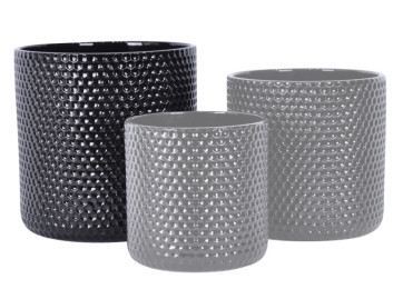 19x19CM LINCOLN CYLINDER POT - BLACK