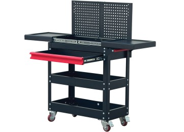 SERVICE TROLLEY - 2 SHELVES 1 DRAWER - BLACK