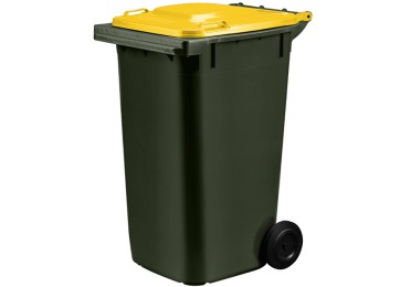 WHEELIE BIN 240LTR - GREEN WITH YELLOW LID 